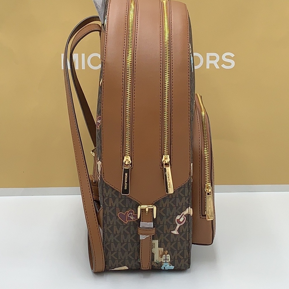 MICHAEL KORS JET SET GIRLS JAYCEE LARGE ZIP PACKED BACKPACK BROWN MULTI … - Picture 13 of 16
